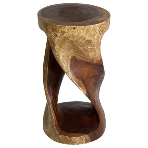 Haussmann® Round Wood Twist Accent Table 14 in DIA x 26 | End Table in Tables by Haussmann®