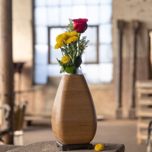Flower Vases in Wood and Bronze