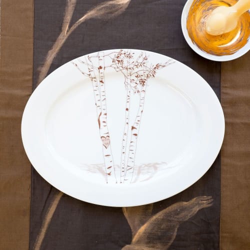 Nature-Inspired Birch Oval Platter – Custom Initials in Heart Design | Work by Rust Designs