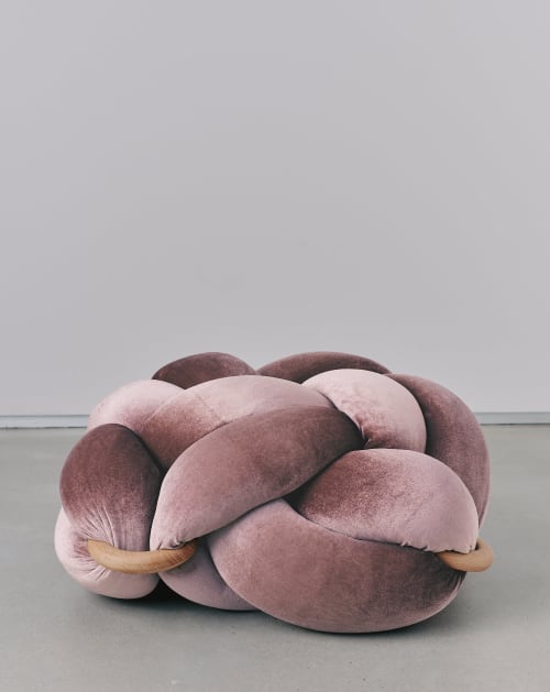 (M) Plum Velvet Knot Floor Cushion | Pouf in Pillows by Knots Studio