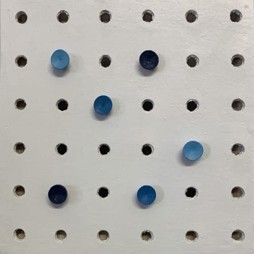 Pin Point Blue 6" x 6" | Mixed Media in Paintings by Emeline Tate
