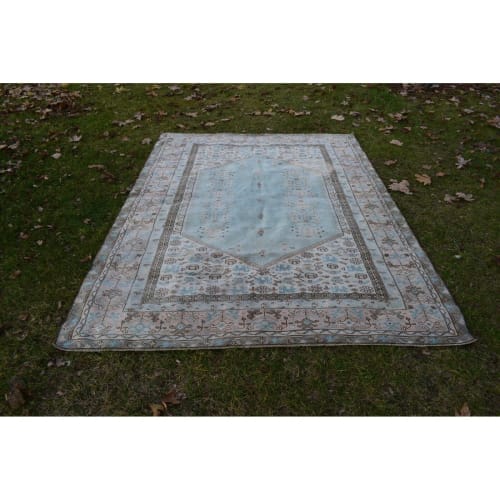 Native Turkish Soft Muted Color Oushak Dining Room Rug | Rugs by Vintage Pillows Store