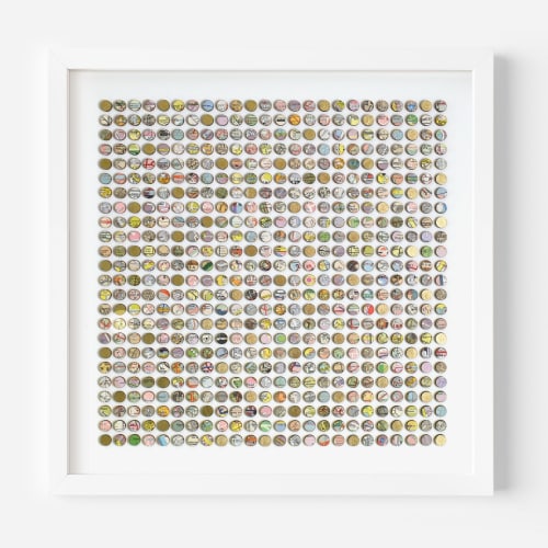 Five Hundred and Seventy Six World Map Dots Collage with Gold Leaf | Paintings by Amelia Coward