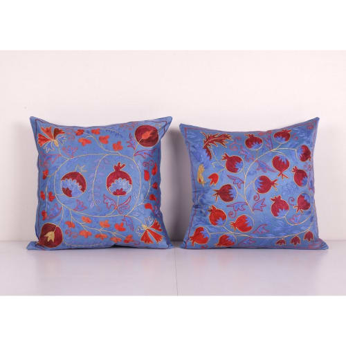 Pair Suzani Silk Cushion Cover from Uzbekistan, Set of Two p | Pillows by Vintage Pillows Store