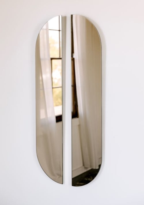 "Aria Refract"-Racetrack Mirror Reflected Set in Bronze Tint | Decorative Objects by Candice Luter Art & Interiors