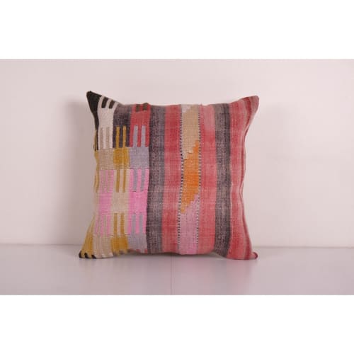 Striped Design Turkish Anatolian Kilim Pillow cover, Square | Pillows by Vintage Pillows Store