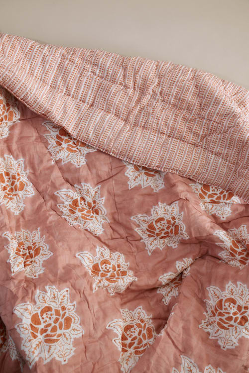Everything Rose Block Print Quilt | Linens & Bedding by Ninéh