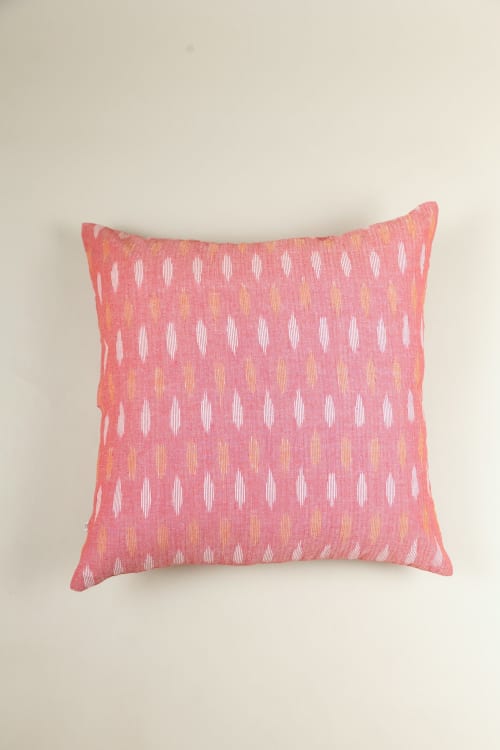 Pop-Of-Pink Ikat Pillow | Pillows by Nehmat G
