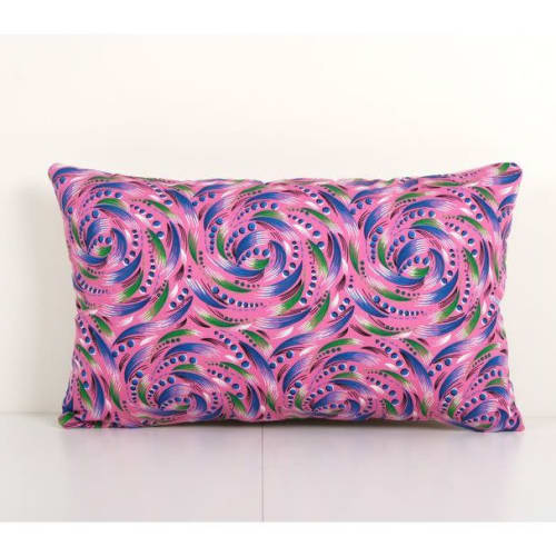 Uzbek Pink Roller Printed Cotton Fabric Panel, Mid-20th Cent | Cushion in Pillows by Vintage Pillows Store