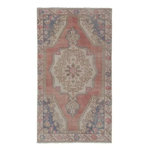 1950s Vintage Red Turkish Handmade Geometric Anatolian Rug4' | Rugs by Vintage Pillows Store