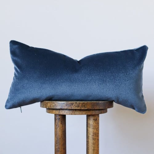 Navy Velvet Lumbar Pillow 12x24 | Pillows by Vantage Design