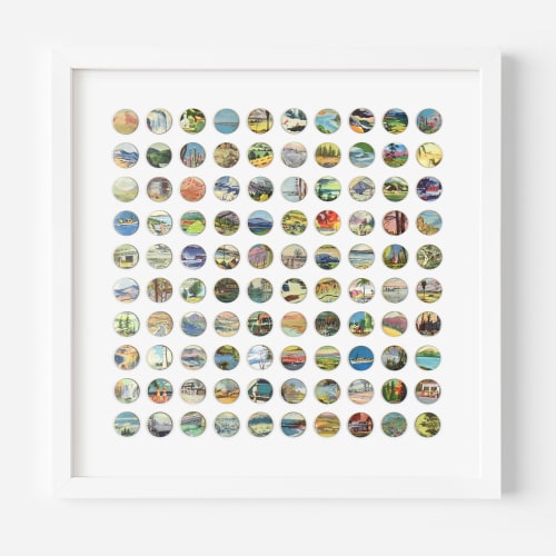 One Hundred Vintage Encyclopedia Dots Collage | Paintings by Amelia Coward