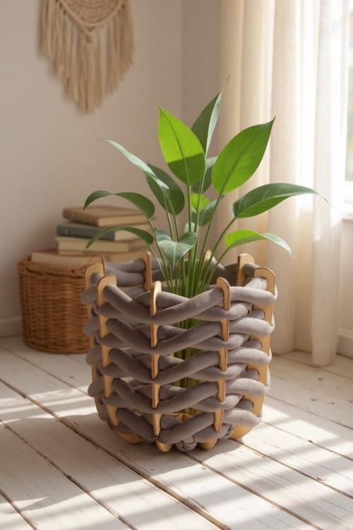 (M) Hull Basket in Graphit Ultra suede | Storage Basket in Storage by Knots Studio