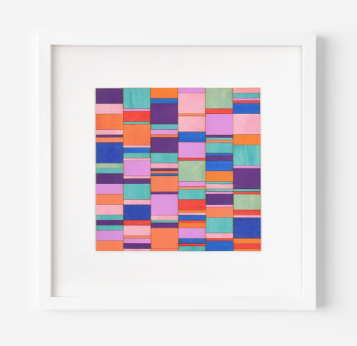 Intersecting Stripe Block Colour Study Painting | Collage in Paintings by Amelia Coward