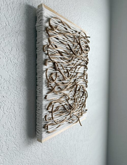 Woven Tile 12” x 17”- Abstract - Twisted Paper | Wall Sculpture in Wall Hangings by Mpwovenn Fiber Art by Mindy Pantuso