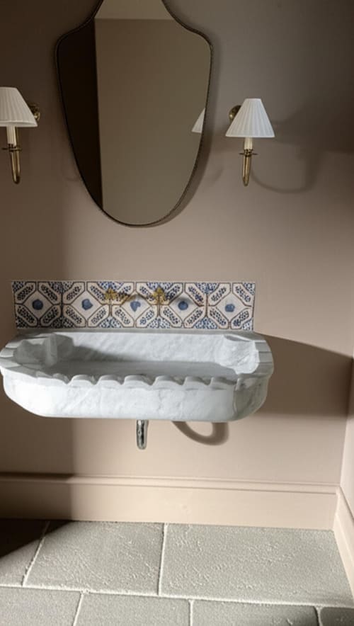 Classic-Antique style Carrara Marble Sink | Water Fixtures by AYMARBLEDESIGN LLC
