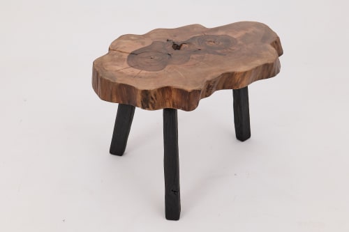 Logniture, Rustic Sculptural Coffee Table, Walnut & Burnt Black Oak, Unique | Tables by Logniture
