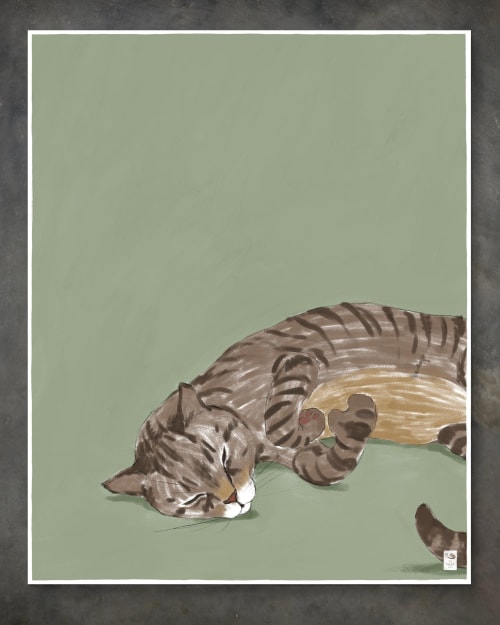 Striped Tabby Cat Giclée Print, Cat Lover Fine Art Paper | Prints by The Ugly Cat Studio