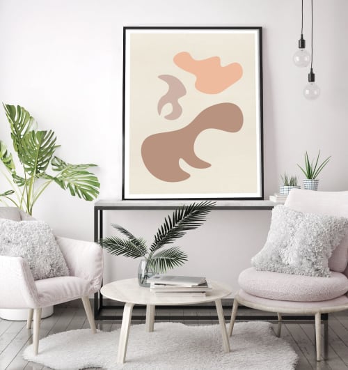 Scandinavian Abstract print in Peach and Nude Blush colors