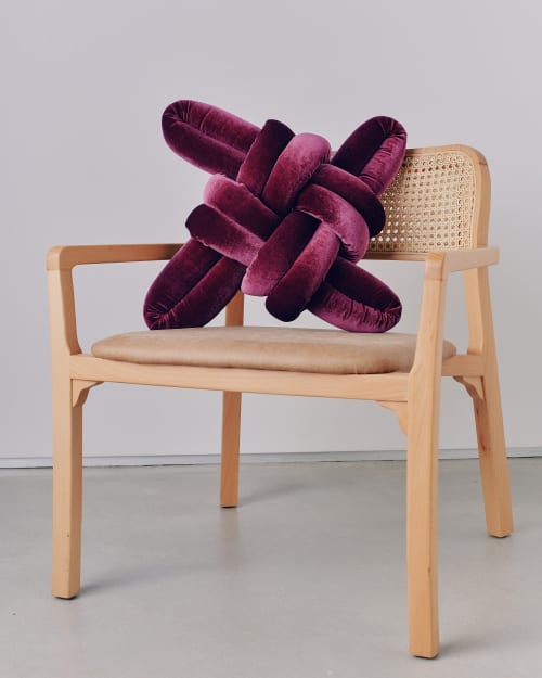 Burgundy Velvet Knot Pillow | Pillows by Knots Studio