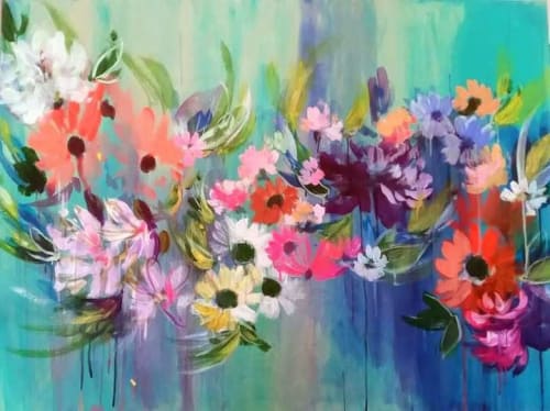 Deep in The Ocean Floral Painting | Oil And Acrylic Painting in Paintings by Colleen Sandland Beatnik