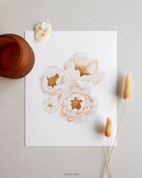 Peonies in Bloom Original watercolor | Paintings by Angele K