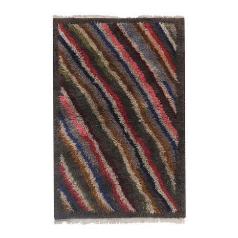 Turkish Hand-Knotted Shaggy Colorful Tulu Rug 3'8'' X 5'8'' | Rugs by Vintage Pillows Store