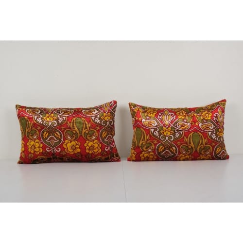 Set of Two Soft Lumbar Cover, Pair Velvet Pillow Cover | Linens & Bedding by Vintage Pillows Store