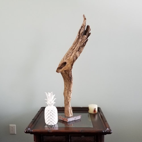 Driftwood Sculpture "Perforated" with Marble Base | Sculptures by Sculptured By Nature  By John Walker
