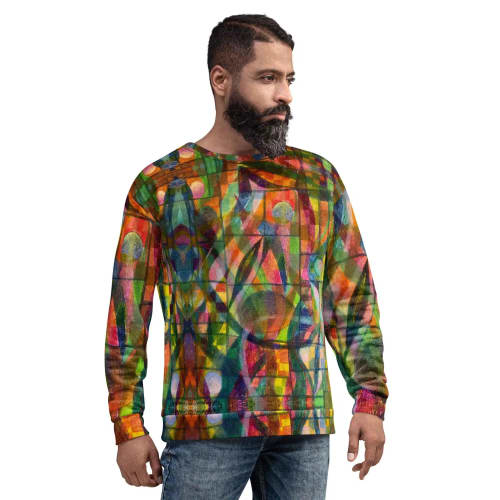 Unisex Sweatshirt - Organic Life - Colorful Geometric Art | Work by Eman's Gallery