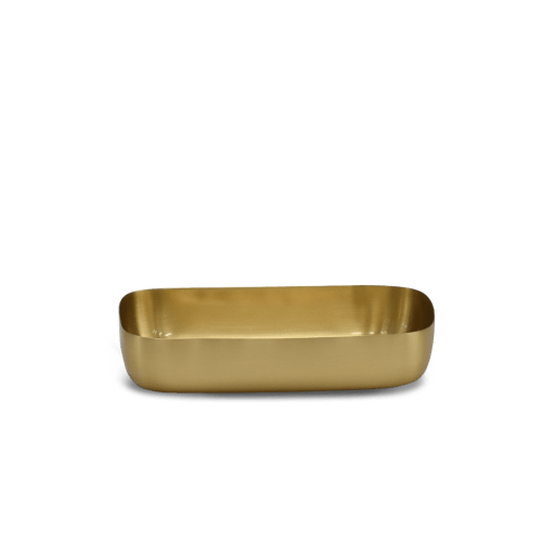 Cuadrado Guest Towel Tray In Brushed Brass | Decorative Objects by Tina Frey