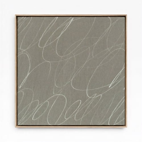 Gestural Marks in Fog by DSCVR Art Framed Square Canvas | Paintings by ArtCollectiv