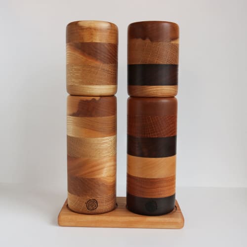 Duo pepper mill and salt mill - cherry(birch)/oak/ash/walnut | Vessels & Containers by Slice of wood / Tranche de bois