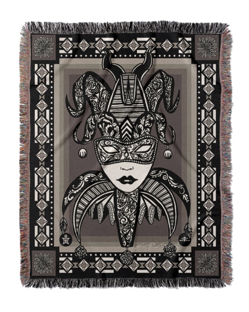 Essence - Harlequin Jacquard Woven Blanket | Linens & Bedding by Sean Martorana