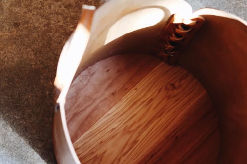 16in Dark Brown Leather Basket | Storage Basket in Storage by Harrow and Sickle Leather Design