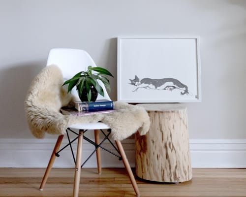 Grey Tuxedo Cat Stretching Art Print, Minimalist White Background Cat Decor | Prints by The Ugly Cat Studio