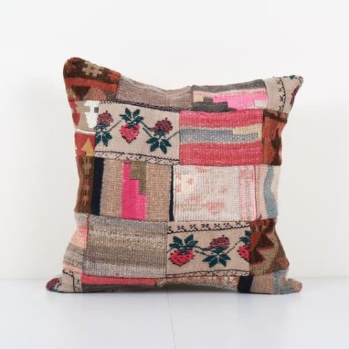 Vintage Turkish Patchwork Pillow, Bohemian Wool Designer Cus | Pillows by Vintage Pillows Store