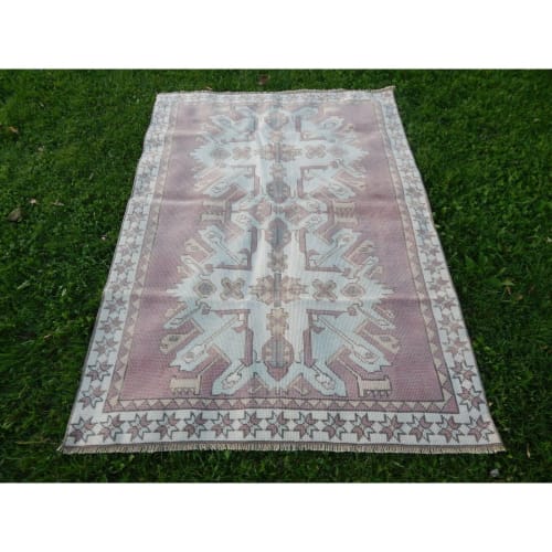 Vintage Turkish Kars Rug - Wool Boho Kitchen Carpet | Rugs by Vintage Pillows Store