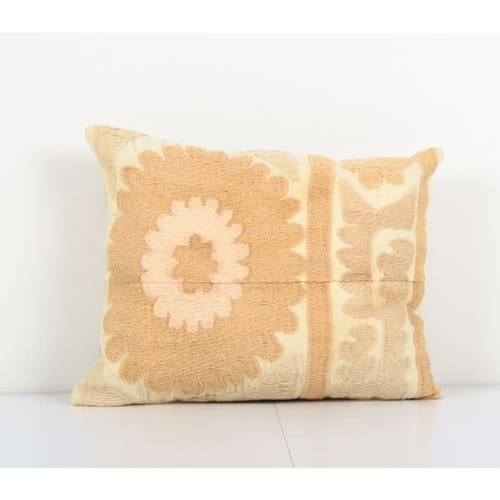 Rectangular Decorative Cotton Pastel Suzani Lumbar Pillow Co | Pillows by Vintage Pillows Store