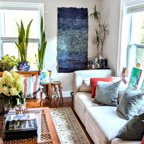 Wild Silk Color Field Wall Hanging - Indigo | Tapestry in Wall Hangings by Tanana Madagascar