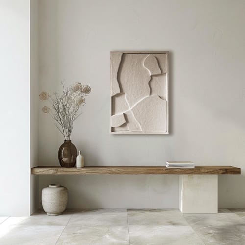 Textured 3D Beige Wall Art – Contemporary Sculptural Painting – Modern Geometric Home Decor – Minimalist Dimensional Panel | Wall Hangings by Vaiva Art Atelier