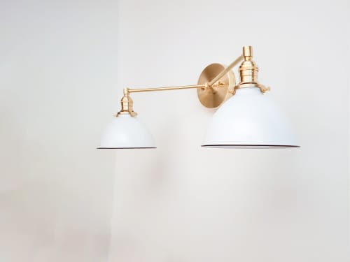 2-Light Vanity Mirror Sconce - Live Brass Modern Double | Sconces by Retro Steam Works