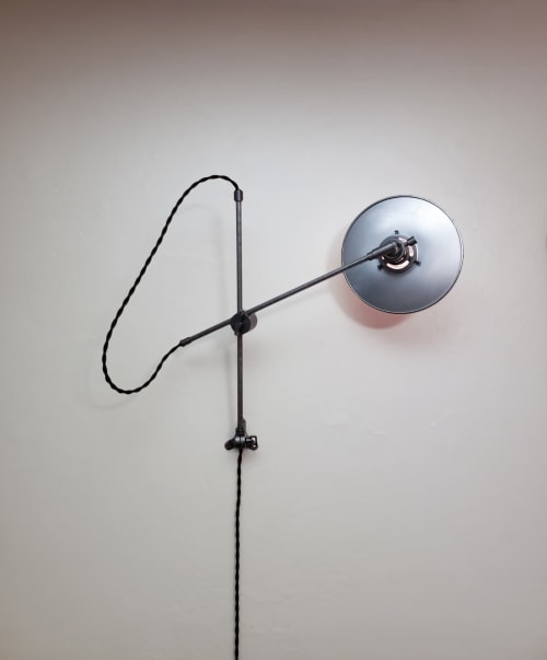Industrial Scissor Adjustable Wall Lamp - Gunmetal and Steel | Sconces by Retro Steam Works