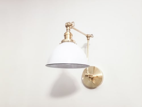 2-Arm Swing, Adjustable Dome, White Shade, LED Dimmable | Sconces by Retro Steam Works