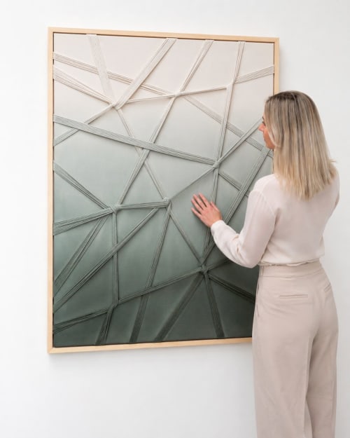 Eucalyptus Green Fiber Artwork - LILY | Wall Hangings by Rianne Aarts / Teddy and Wool Studio