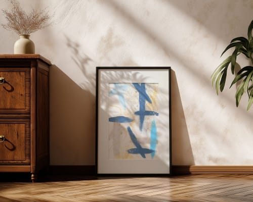 Slate 1 | Original Framed Abstract Paper Painting | Paintings by Abby May