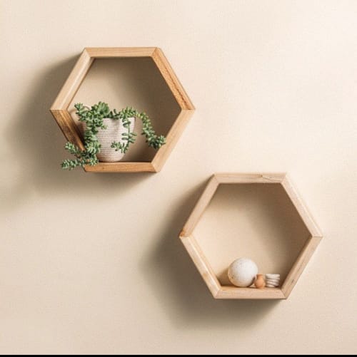 Set of 2 Honeycomb Shelves, Hexagon Shelves | Shelving in Storage by Crafted Glory