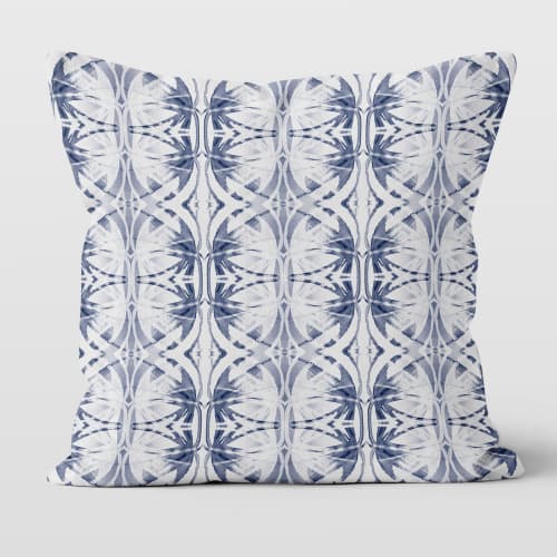 Audrina Light Blue Cotton Linen Throw Pillow Cover | Pillows by Brandy Gibbs-Riley