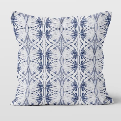 Audrina Light Blue Cotton Linen Throw Pillow Cover | Pillows by Brandy Gibbs-Riley