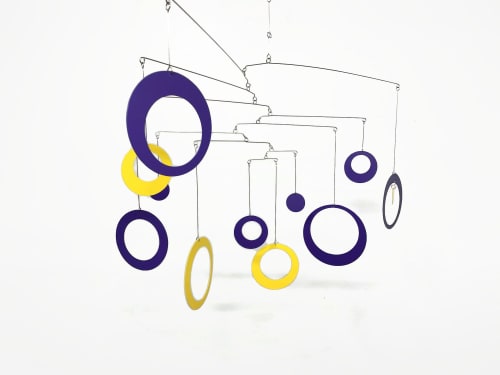 Hanging Mobile in Purple Yellow For Any Room | Wall Hangings by Skysetter Designs